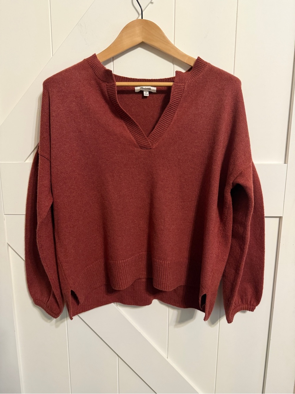 Madewell 55% Wool Blend Rust Brick V-Neck Relaxed Fit Sweater Women’s Medium